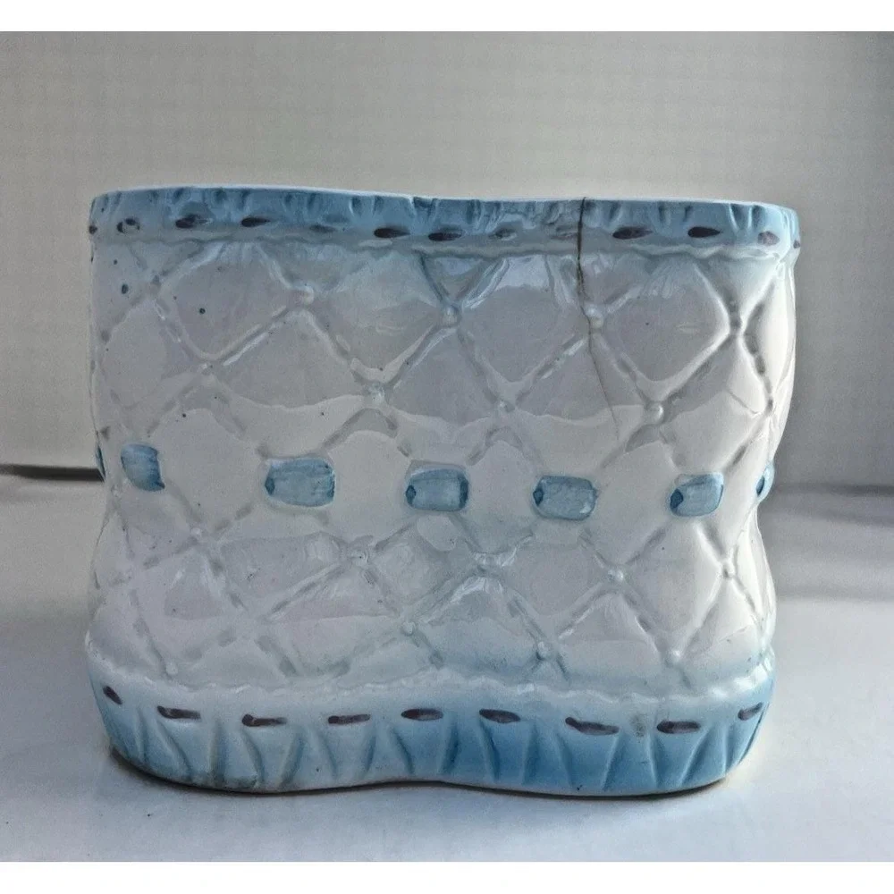 Planter Boot MY NEIL 1985 Blue Ceramic Nursery Vase Baby Decor Vintage Gift
